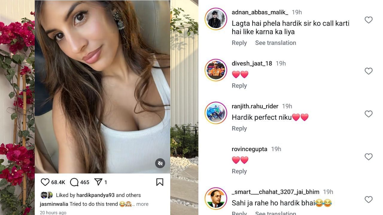 फैन कमेंट (photo credit: instagram/jasminwalia)